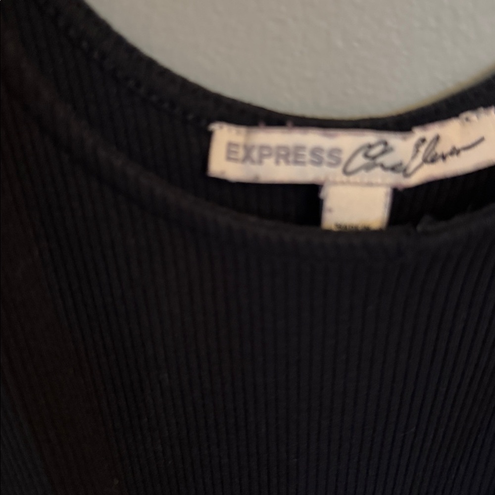 Express Black Ribbed Knit Top
